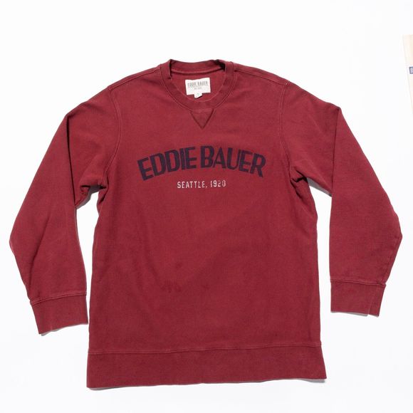 Eddie Bauer Sweatshirt Men's XLT Tall Pullover Crewneck Embroidered Logo Red - Picture 1 of 6